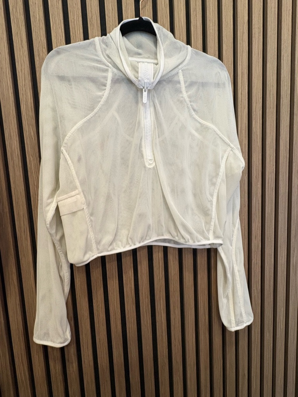 lululemon athletica White Cropped Mesh Quarter-Zip Top